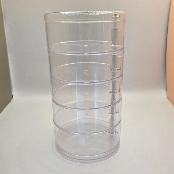 Clear Plastic Small Jewelry Organizer, 5-Layers Rotatable Storage Box with Lid - Picture 3 of 11